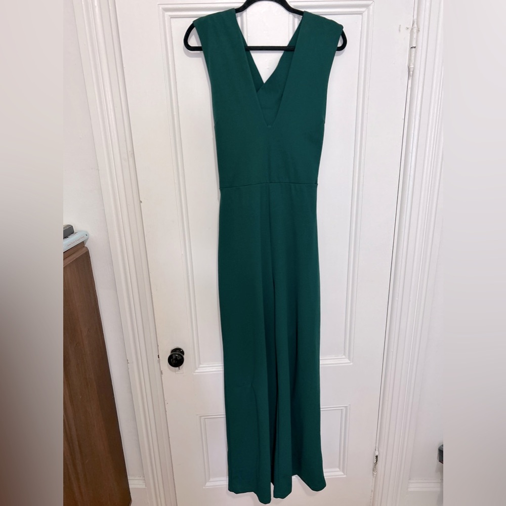 Lulus dark green cross-back jumpsuit